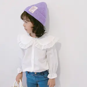 春の赤ちゃん女の子ブラウス白いシャツキッズトップスカジュアルシャツピンクのデザイン子供服子供卸売