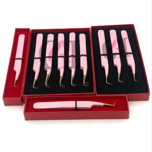 Nouveau design de pointe en or avec revêtement en poudre rose, meilleure pince à épiler en acier inoxydable à 90 degrés, avec logo personnalisé, instruments de beauté - Product Image 1