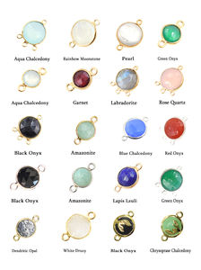 Ágata blanca forma redonda 925 bisel de plata esterlina conector chapado en oro fabricación de joyas hechas a mano - Product Image 5