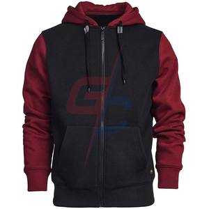 Sweat à capuche zippé-Sweat-shirt à capuche zippé en molleton bicolore épais en coton mélangé pour hommes - Product Image 4