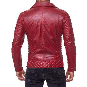 Blouson de moto slim pour homme avec col montant, en cuir de vachette multicolore, imperméable, respirant, écologique et réversible - Product Image 3