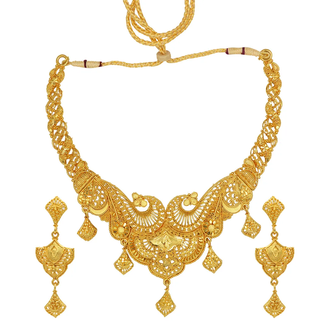 Bijoux Imitation Afrikanischer Schmuck Indischer Großhandel Ein & zwei Gramm Gold Braut mode Schmuck Halskette Set für Frauen