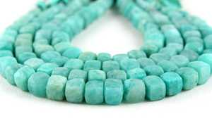 8 \ "Long 1 Brin Facettes Cube Forme Naturel Amazonite Perles Vert Pierre Précieuse pour Bracelet Fait Main Collier Bijoux - Product Image 2