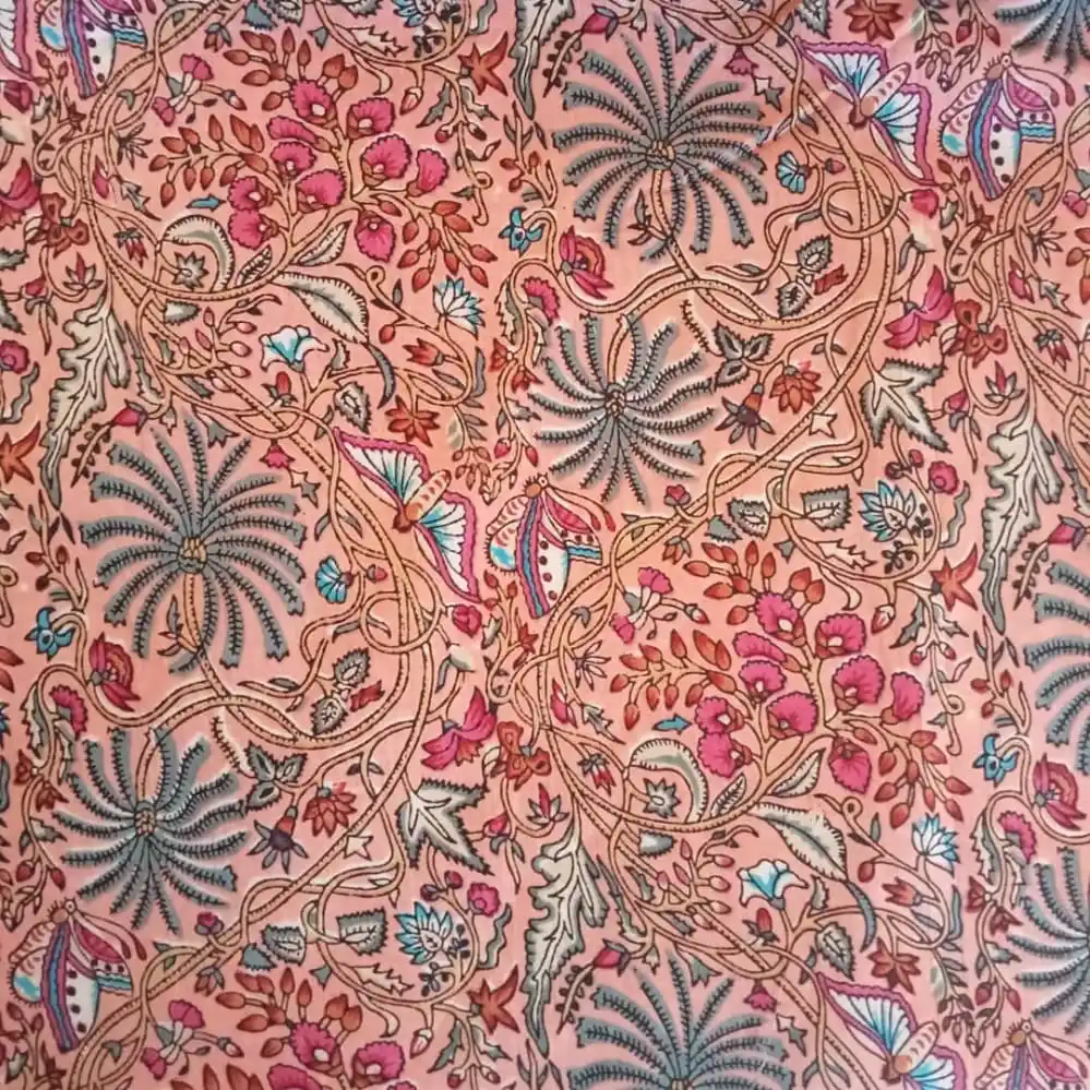 Wholesale Indian Handmade Cotton Fabric Jaipur Sanganeri Hand Block Printed Fabric Raw Material Dress Fabric