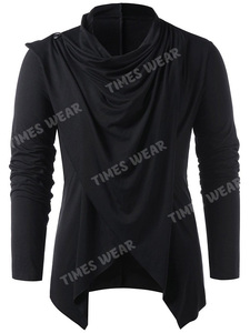 Camiseta informal de alta calidad para hombre, camiseta asimétrica ajustada con cuello alto - Product Image 2