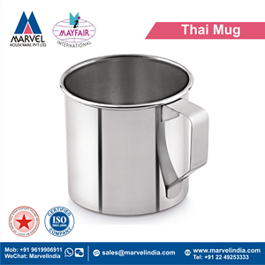 Single Wall Stainless Steel Reusable Round Shape Travel Thai Mug with Strip Handle Dishwasher & <b>Microwave</b> Safe Made in India - Product Image 2
