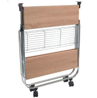 Chariot de cuisine pliable, chariot de salle à manger avec plateau en bois, style moderne vintage, 3 étagères, design gain de place