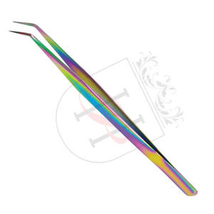 Vetus — pince à épiler pour faux cils, outil de maquillage pour Extension de cils, 10mm 45 degrés, couleur arc-en-ciel, étiquette privée - Product Image 2