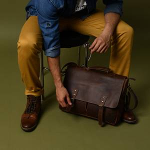 Leather Messenger <b>Bag</b>|Leather Laptop <b>Bag</b>|Mens Leather <b>Bag</b>|Work Briefcase|Satchel|Rustic <b>bag</b>|<b>Personalised</b> Valentines Day Gift For - Product Image 1