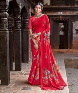 Meilleure qualité Occasion spéciale Georgette imprimé fleuri Saree femmes pour fête porter au prix de gros de l'Inde - Product Image 2