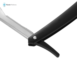 เครื่องโกนหนวดมือแบบมืออาชีพขอบตรงสแตนเลสคมมีดโกนพับได้พร้อมใบมีด2สี - Product Image 6