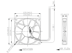 ADDA — ventilateur de refroidissement axial AD13525ES, 135x135x25mm - Product Image 2