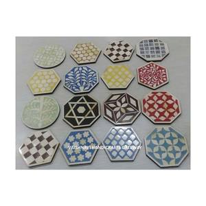 Hermoso posavasos hecho a mano con incrustaciones de hueso multicolor, artesanía de piedra pulida para regalo de decoración del hogar - Product Image 1