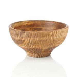 Tazón para servir ondulado de madera de acacia al por mayor para ensaladas de frutas con forma de tazón de diseño de madera y pulido - Product Image 3