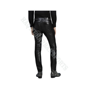 Men's Real Leather Slim Fit <b>Winter</b> Stand Collar Comfortable Waterproof Zipper Pants - Product Image 3