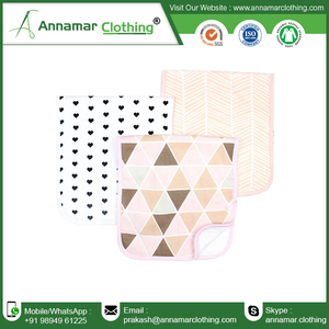 100% mousseline biologique extra douce absorbante 2 couches bavoirs en tissu de gaze 160 gsm impression personnalisée sur un côté et dos de couleur unie - Product Image 5