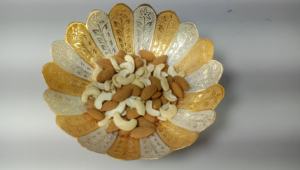 Cuenco para servir chapado en oro y plata de diseño único, Decoración de mesa elegante de lujo para el hogar con Metal pulido para frutas secas - Product Image 4