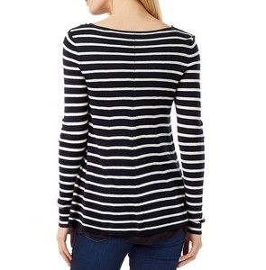 Delle donne nero bianco Stripe Knit Top Classico delle donne Della Banda Maglia T-Shirt - Product Image 4