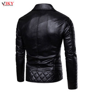 Moda Casual cuero sólido cremallera chaqueta precio al por mayor hombres usan chaqueta de cuero de moda - Product Image 6