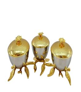 Juego de cuencos de Metal ecológicos personalizados más vendidos de tres soportes de árbol únicos para frutas secas Presentación elegante de estilo único - Product Image 1