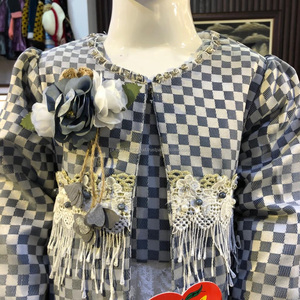 Manteau carré d'été pour petites filles, en filet de gulshan, tenue de soirée, exportation, de qualité supérieure - Product Image 3