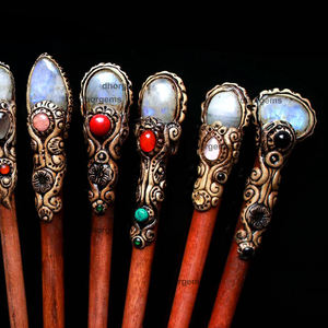 Bâton à paillettes pour clips de cheveux, baguettes en argile polymère, cuillère en cristal, mélange des perles en cristal améthyste, bâton japonais - Product Image 3