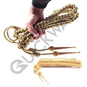 ชุดยูนิฟอร์ม aiguillette สีดำสีทองพร้อม2ทิปส์ใส่สบายมาใหม่ทำตามสั่ง - Product Image 1