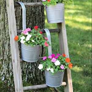 Planteur de fleurs Vintage en métal galvanisé, Pot de fleurs, décorations de jardin, Pot rond - Product Image 1