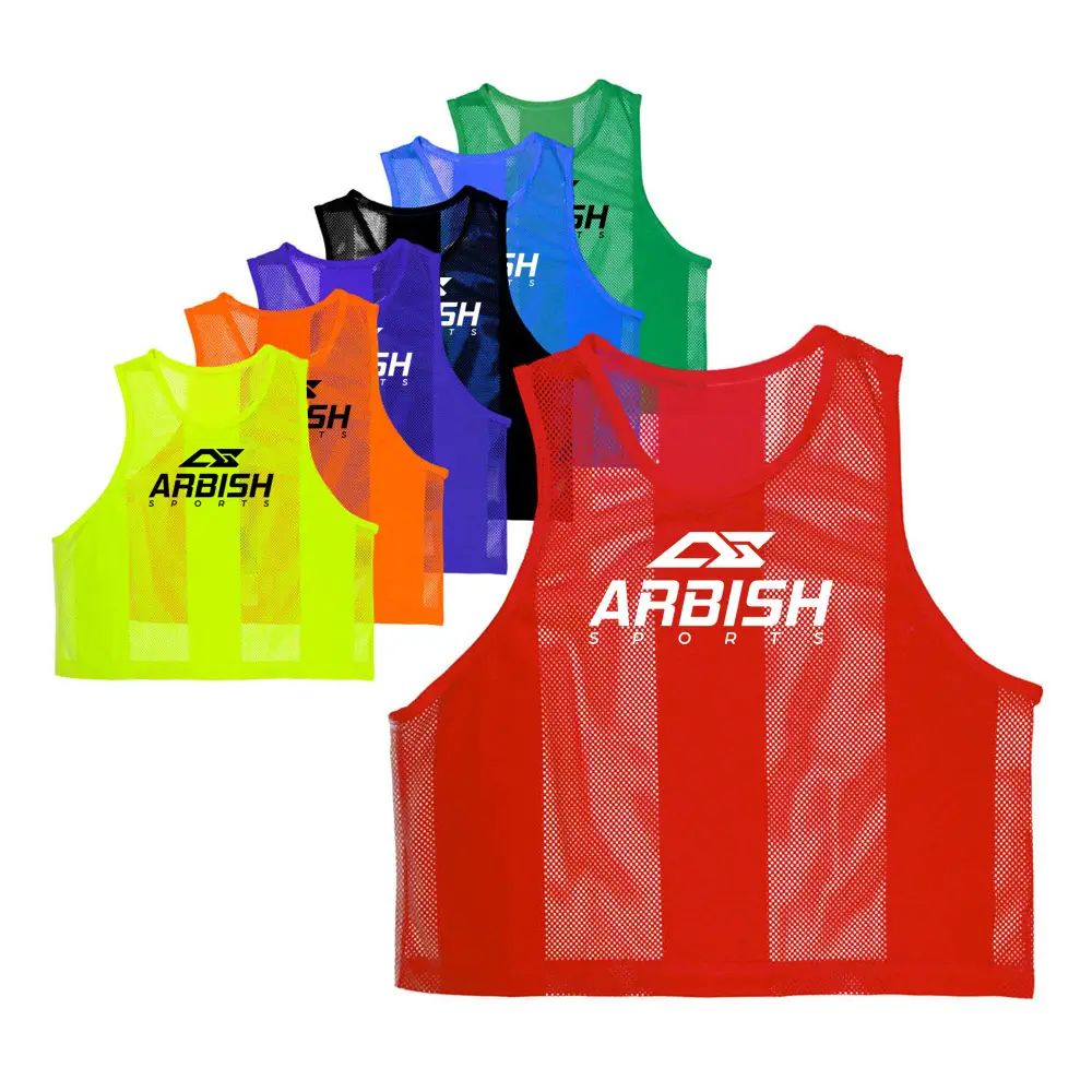 Personalizado 100% poliéster entrenamiento de fútbol malla babero práctica equipo de fútbol Pinnies chaleco para equipo Ropa Deportiva Servicios OEM de Sialkot