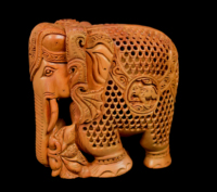 Éléphant en bois de santal, artisanal, design zen asiatique Feng Shui, respectueux de l'environnement, cadeau d'affaires, décoration d'intérieur, portrait de table
