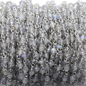 Labradorite Mặt Rondelle Hình Dạng Sterling Bạc Bạc Mạ Mân Côi Dây Bọc Chain Cho Đồ Trang Sức - Product Image 2