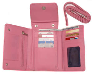 Adorable portefeuille RFID long en cuir rose pour femme/femme - Product Image 3