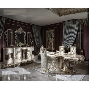 Conjunto de muebles tallados de plata de lujo para comedor, conjunto de tallado pesado de estilo europeo, muebles de comedor de plata, sofá tallado clásico - Product Image 1