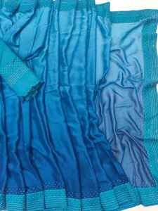 Les plus beaux vêtements de fête attrayants Vichitra soie rayonne broderie lourde travail Saree Blouse pièce femmes indiennes portent Alphanumero - Product Image 5