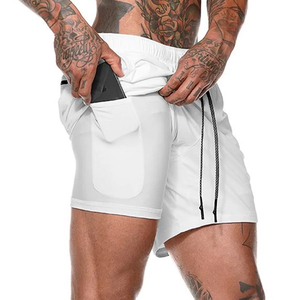 Factory-Made Adult Size Men's Double <b>Layer</b> Gym Shorts Canvas Quick Dry Casual Fitness Style Elastic Waist for Summer Workouts - Product Image 2