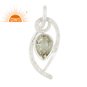 <b>Solid</b> 925 Sterling <b>Silver</b> Women's Fine Pendant <b>Silver</b> Jewelry Wholesaler Natural Green Amethyst Gemstone Pendant Jewelry - Product Image 1