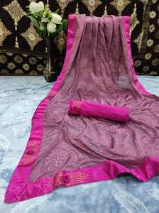 ชุดปาร์ตี้ผ้าไหมส่าหรีสำหรับผู้หญิงชุดส่าหรีผ้าซาตินผ้านุ่มพิมพ์ลายดิจิตอลผ้าส่าหรี - Product Image 5