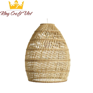 Abat-jour tendance chaude tissé à la main en rotin naturel lustre abat-jour décoration murale suspension lampe en gros - Product Image 2