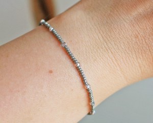 Stretch Seed <b>Bead</b> <b>Bracelet</b>, Silver Small <b>Bead</b> <b>Bracelet</b>, Thin Tiny <b>Bead</b> <b>Bracelet</b> - Product Image 1
