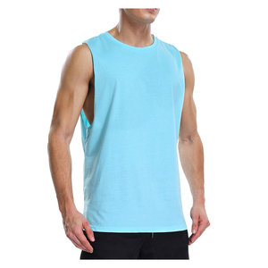 เสื้อกล้ามผู้ชายสีฟ้าอ่อน คอกลม แห้งเร็ว ผ้าถัก โพลีเอสเตอร์ 100% พิมพ์ลายสกรีน สีพื้น ทรงลำลอง - Product Image 2