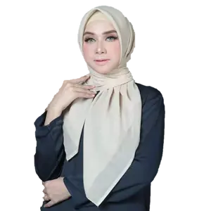 In stock 110*110 cm size solid dyed Muslim Women Voile Scarf Hot Selling High Quality Ladies Islam Malaysia hijab