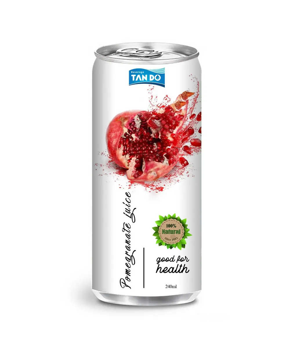 Healthy halal soft drink oem beverage halal soft drink 250ml Slim Aluminum can pomegranate import natural fruit juice