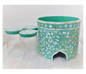 ชุดของขวัญรอมฎอนชุดของขวัญอี๊ด3-Pc ชั้นวางไม้ถูพื้นฝาไม้อะคริลิคฝาไม้แม่มุกสีฟ้าน้ำทะเลได้รับการรับรองคุณภาพสูง - Product Image 2