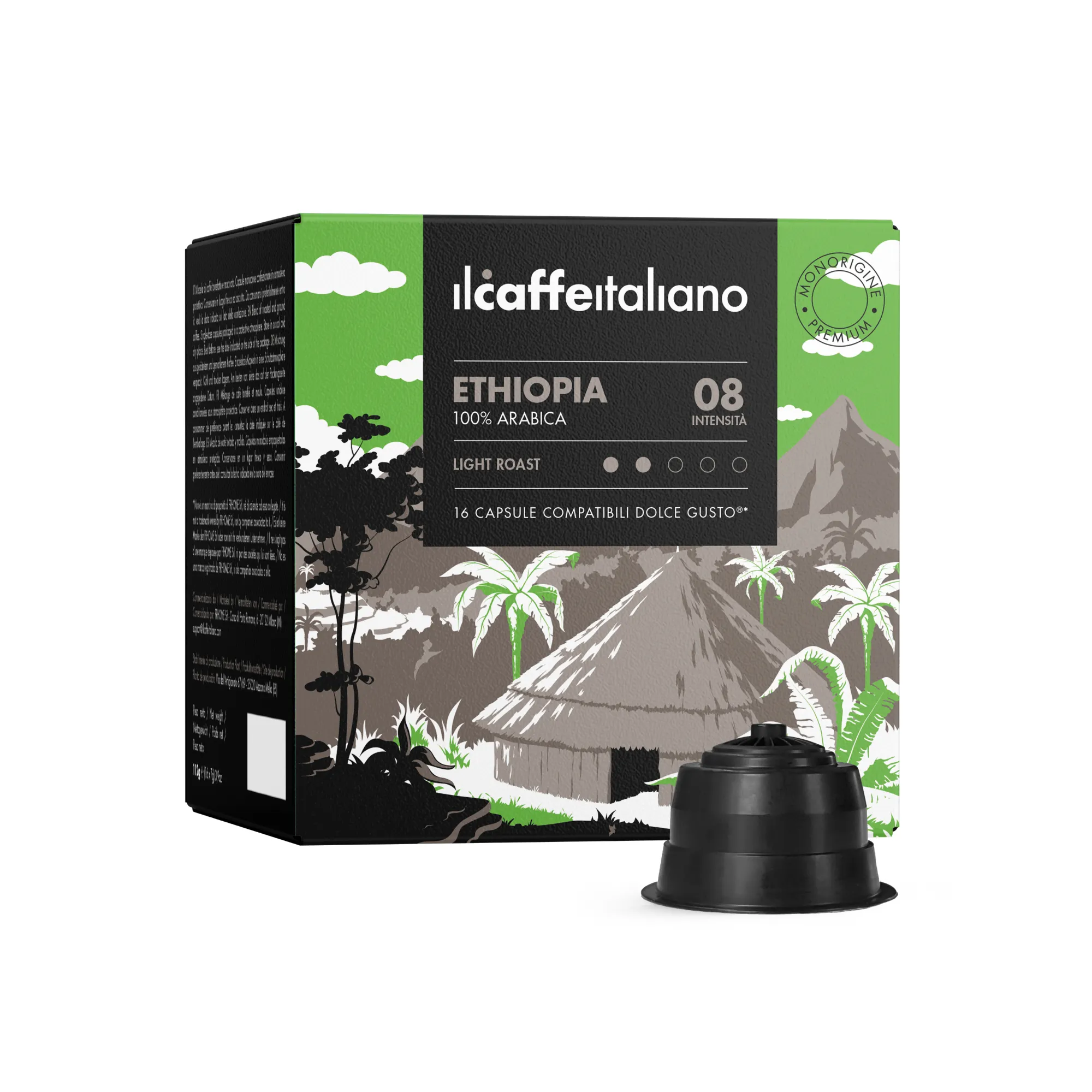 Cápsulas feitas em itália-96 cápsulas compatíveis com dolce gusto (r) *-etiopia-cápsula de café