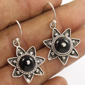 Spring Summer <b>Black</b> Onyx 925 Sterling Silver Earrings Women <b>Jewelry</b> Drop Dangle Jhumki Tassel Hoop Stud Indian Ethnic <b>Jewelry</b> - Product Image 1
