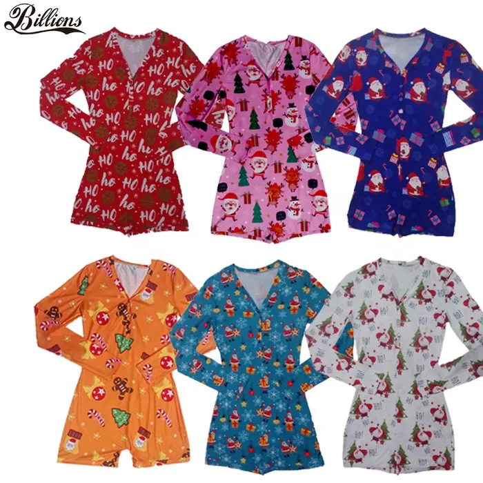 Drop shipping noel pijama baskı pijama yetişkin <span class=keywords><strong>onesie</strong></span> pijama pijama uzun kollu noel pijama kadın pijama