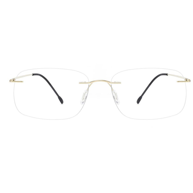 Low MOQ Designer New Fashion Square Rimless Ultralight Titanium Frame Eyeglasses with Clear Lens Durable Unisex Daily Wear