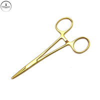 Professionele Kwaliteit Goud Kleur 12.5Cm Rvs Pincet Recht Gebogen Muggenpiercing Gereedschap Oor Tattoo Naald