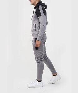 Jersey ajustado con capucha personalizado para hombre, chándal elástico con panel de contraste de bloque de color de poliéster 100%, conjunto de chándal de primavera - Product Image 3