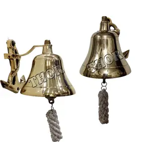 Nautical Brass Ship Bell Bracket Mounts Anchor Bell to Both Indoor Door/School/Dinner/Reception Outdoor Wall Bell